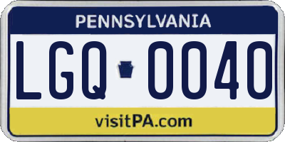 PA license plate LGQ0040