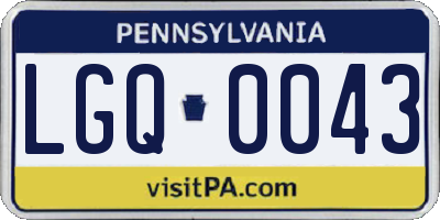 PA license plate LGQ0043