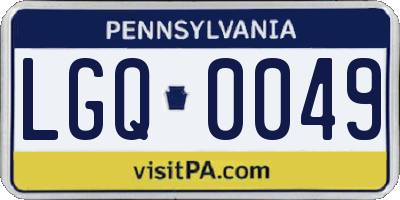PA license plate LGQ0049