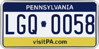 PA license plate LGQ0058