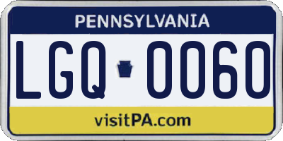 PA license plate LGQ0060