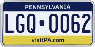 PA license plate LGQ0062