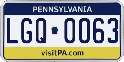 PA license plate LGQ0063