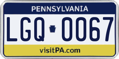 PA license plate LGQ0067