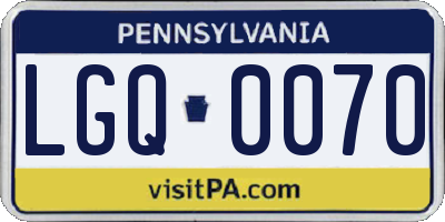PA license plate LGQ0070