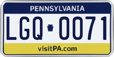 PA license plate LGQ0071