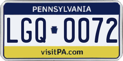 PA license plate LGQ0072