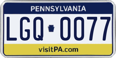 PA license plate LGQ0077