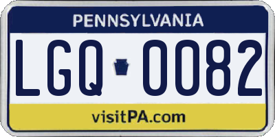 PA license plate LGQ0082