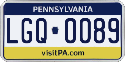 PA license plate LGQ0089