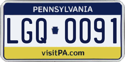 PA license plate LGQ0091