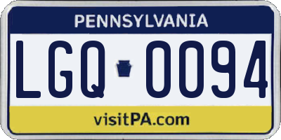 PA license plate LGQ0094