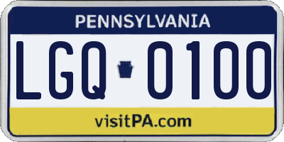 PA license plate LGQ0100