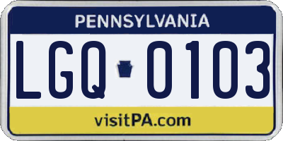 PA license plate LGQ0103