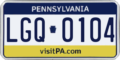 PA license plate LGQ0104