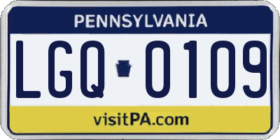 PA license plate LGQ0109