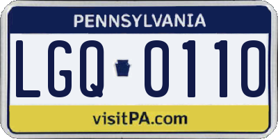 PA license plate LGQ0110