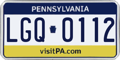 PA license plate LGQ0112