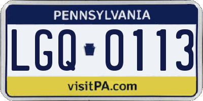 PA license plate LGQ0113