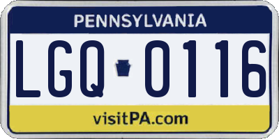 PA license plate LGQ0116