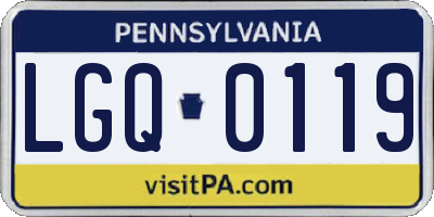 PA license plate LGQ0119