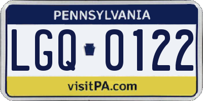 PA license plate LGQ0122