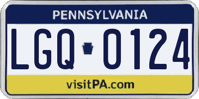 PA license plate LGQ0124