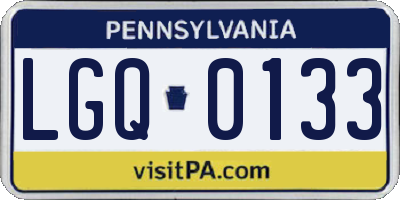 PA license plate LGQ0133