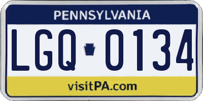 PA license plate LGQ0134