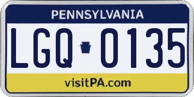 PA license plate LGQ0135