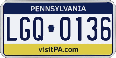 PA license plate LGQ0136