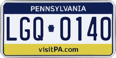 PA license plate LGQ0140