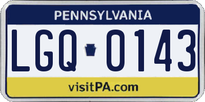 PA license plate LGQ0143