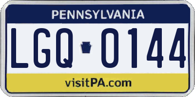 PA license plate LGQ0144