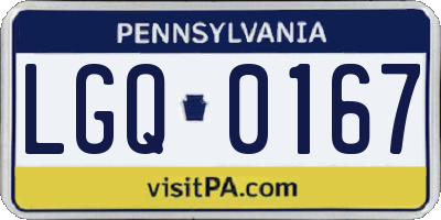PA license plate LGQ0167