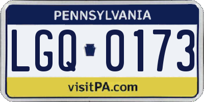 PA license plate LGQ0173