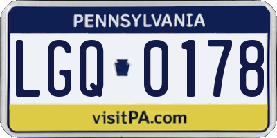 PA license plate LGQ0178