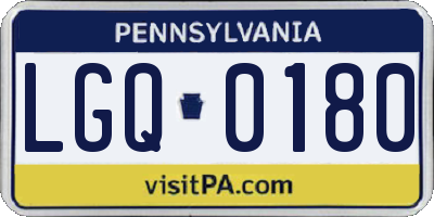 PA license plate LGQ0180