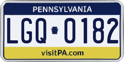 PA license plate LGQ0182