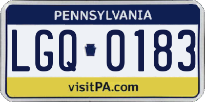 PA license plate LGQ0183