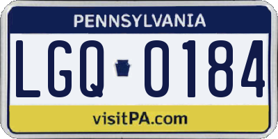 PA license plate LGQ0184