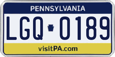 PA license plate LGQ0189