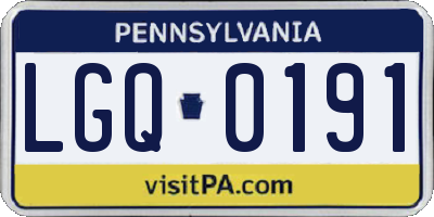 PA license plate LGQ0191