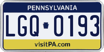 PA license plate LGQ0193