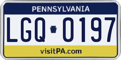 PA license plate LGQ0197