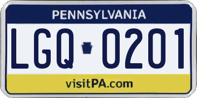 PA license plate LGQ0201