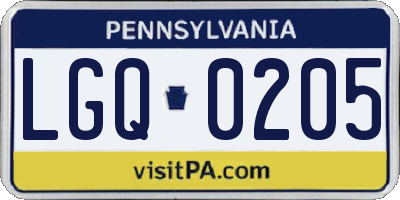 PA license plate LGQ0205