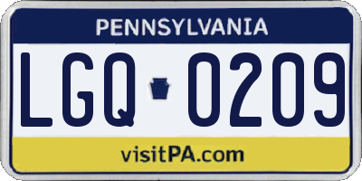 PA license plate LGQ0209