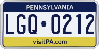 PA license plate LGQ0212