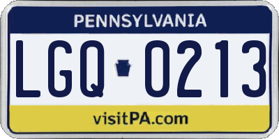 PA license plate LGQ0213